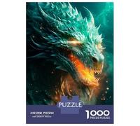 Jigsaw Puzzles for Teenagers 1000 Pieces Green Glowing Dragon Jigsaw for Adults Relaxing Games Home Decoration Unique Gifts for Birthday And Christmas 52x38cm/1000pcs