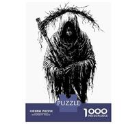 Jigsaw Puzzles for Teenagers 1000 Pieces Grim Reaper Black And White Illustration Jigsaw for Adults Toy Wall Decor Improve Memory Birthday And Unique Gifts 70x50cm/1000pcs
