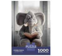 Jigsaw Puzzles for Teenagers 1000 Pieces Grumpy Elephant Reading on Toilet Teenager Puzzles Relax Games Perfect Decoration Birthday And Unique Gifts 38x26cm/1000pcs