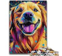 Jigsaw Puzzles for Teenagers 1000 Pieces Happy Golden Retriever Puzzles,Stress Reliever Staycation Kill Time Enhance Love between Couples (50x75cm)