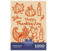 Jigsaw Puzzles for Teenagers 1000 Pieces Happy Thanksgiving Hand-Drawn Illustration Puzzles for Adults Hands-on Game Improve Memory Parent-child Interaction 38x26cm/1000pcs
