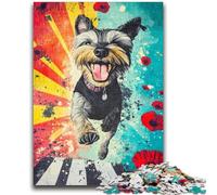Jigsaw Puzzles for Teenagers 1000 Pieces Happy Yorkshire Terrier Puzzles for Adults,Challenging Family Activity Games DIY Toy for Home Wall Decor Gifts (38x26cm)