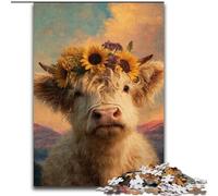 Jigsaw Puzzles for Teenagers 1000 Pieces Highland Cows And Sunflowers, Family Entertainment Toys Is Ideal As Gifts for The Whole Family for 14+ (Size 26x38cm)