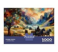Jigsaw Puzzles for Teenagers 1000 Pieces Horse-Drawn Carriage in A Valley Jigsaws for Adults Fun Games For Family Fun for Is Ideal As A Gift 38x26cm/1000pcs