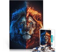 Jigsaw Puzzles for teenagers 1000 Pieces Ice and Fire Lion Poster Stress Reliever Staycation Kill time 50x75cm Funny Gift for ages 14+