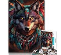 Jigsaw Puzzles for Teenagers 1000 Pieces Indian Wolf Adult Puzzles,Relax Games Is Ideal As A Gift for The Whole Family (size 38x26cm)