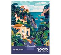 Jigsaw Puzzles for Teenagers 1000 Pieces Italy Capri Minimalist Illustration Puzzles for Adults Anti-Stress Toys Wall Art Birthday And Unique Gifts 70x50cm/1000pcs