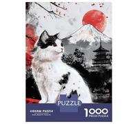 Jigsaw Puzzles for Teenagers 1000 Pieces Japanese Cat Fuji Mountain Jigsaws for Adults Fun Games For Family Fun for Is Ideal As A Gift 52x38cm/1000pcs