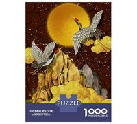 Jigsaw Puzzles for Teenagers 1000 Pieces Japanese Cranes Moon Gold Jigsaws for Adults Fun Games For Family Fun for Is Ideal As A Gift 52x38cm/1000pcs