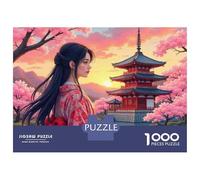 Jigsaw Puzzles for Teenagers 1000 Pieces Japanese Woman in Kimono with Cherry Blossoms Jigsaw for Adults Family Games Perfect Decoration Difficult And Challenge 38x26cm/1000pcs