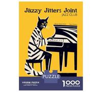 Jigsaw Puzzles for Teenagers 1000 Pieces Jazz Club Cat Retro Puzzles for Adults Hands-on Game Improve Memory Parent-child Interaction 52x38cm/1000pcs