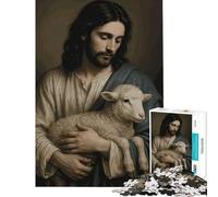 Jigsaw Puzzles for Teenagers 1000 Pieces Jesus Christ Holding A Lamb Challenging Game Toys Impossible Game Stress Reliever Secret Santa Gifts (Size 38x26cm)