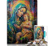 Jigsaw Puzzles for Teenagers 1000 Pieces Jesus Graffiti,Stress Reliever Staycation Kill Time Enhance Love between Couples (38x26cm)