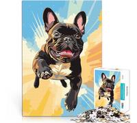 Jigsaw Puzzles for teenagers 1000 Pieces Jumping French Bulldog Denkspiel Einzigartige Geburtstags- und Geschenkideen52x38cm