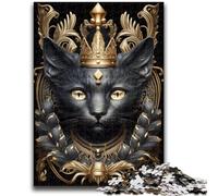 Jigsaw Puzzles for Teenagers 1000 Pieces King Cat Golden Art Deco Help The Brain Exercise Addictive Toys to Cultivate Patience Suitable for Couples 26x38cm