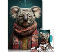 Jigsaw Puzzles for Teenagers 1000 Pieces Koala Wearing A Scarf,Stress Reliever Difficult Challenge Unique Home Decor And Gifts 75x50cm