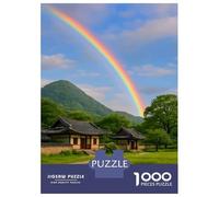 Jigsaw Puzzles for Teenagers 1000 Pieces Korean Landscape with Rainbow Jigsaws for Adults Brain Teaser Game Home Decoration Parent-child Interaction 38x26cm/1000pcs