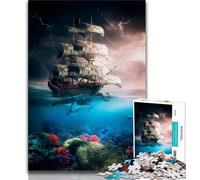 Jigsaw Puzzles for Teenagers 1000 Pieces Kraken Attacks Pirate Ship Teenager Puzzles,Unique Birthday And Gifts for Age 14 Years Up (size 75x50cm)