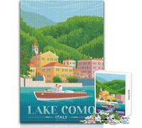 Jigsaw Puzzles for Teenagers 1000 Pieces Lake Como Italy Travel Toy Intellectual Game Enhance Memory Birthday Gifts Size 38x26cm