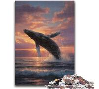Jigsaw Puzzles for Teenagers 1000 Pieces Leaping Whale Teenager Puzzles,Educational Family Game Suitable for Desktop Decoration (75x50cm)