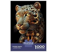 Jigsaw Puzzles for Teenagers 1000 Pieces Leopard Golden Art Deco Puzzle for Adults Fun Games A Work of Art Parent-child Interaction 38x26cm/1000pcs