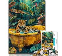 Jigsaw Puzzles for Teenagers 1000 Pieces Leopard in The Bathtub,Family Activity Fun at Home Activities,Birthday Present,Travel Gifts 50x75cm
