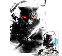 Jigsaw Puzzles for Teenagers 1000 Pieces Leopard Samurai Warrior Animal Educational Challenge Difficult Hard Brain Teaser Game for And from 14 Years And over (50x75cm)