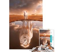 Jigsaw Puzzles for Teenagers 1000 Pieces Lion And Lamb Challenging Game Toys Impossible Game Stress Reliever Secret Santa Gifts (Size 75x50cm)