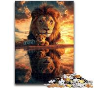 Jigsaw Puzzles for Teenagers 1000 Pieces Lion at Sunset Challenging To Complete But Fun And Humorous Birthday Present, Gifts, Wall Art 38x26cm