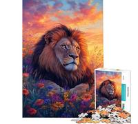 Jigsaw Puzzles for Teenagers 1000 Pieces Lion in Bloom Adult Jigsaw Puzzles Staycation Kill Time Educational Challenge Family Fun & Game Night (Size 38x26cm)