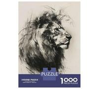 Jigsaw Puzzles for Teenagers 1000 Pieces Lion in Charcoal Portrait Jigsaw for Adults Relaxing Games Home Decoration Unique Gifts for Birthday And Christmas 70x50cm/1000pcs