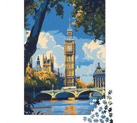 Jigsaw Puzzles for Teenagers 1000 Pieces London Landmarks Poster Puzzle for Adults Relaxing Games Home Decoration for Is Ideal As A Gift 52x38cm/1000pcs
