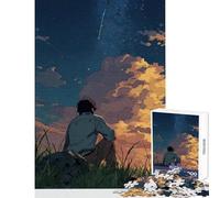 Jigsaw Puzzles for Teenagers 1000 Pieces Lonely Figure Starry Sky Create Lasting Family Memories Memorable Seasonal (38x26cm)