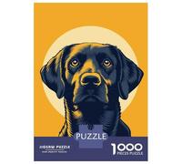 Jigsaw Puzzles for Teenagers 1000 Pieces Loyal Dog Vector Portrait with Golden Backdrop Jigsaws for Adults Relaxing Games Analysis And Logic Difficult And Challenge 38x26cm/1000pcs