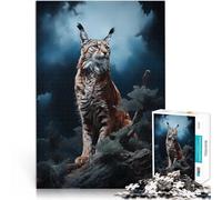 Jigsaw Puzzles for teenagers 1000 Pieces Lynx in the Night Denksportaufgabe für Heimdekoration Spielzeug52x38cm