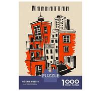 Jigsaw Puzzles for Teenagers 1000 Pieces Manhattan Jazz Cityscape Art Print Puzzles for Adults Hands-on Game Improve Memory Parent-child Interaction 52x38cm/1000pcs