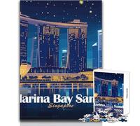 Jigsaw Puzzles for Teenagers 1000 Pieces Marina Bay Sands, Singapore at Night Toy Intellectual Game Enhance Memory Birthday Gifts Size 50x75cm