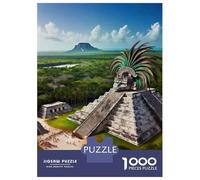 Jigsaw Puzzles for Teenagers 1000 Pieces Mayan Pyramid with Feathered Headdress Jigsaws for Adults Relaxing Games Analysis And Logic Difficult And Challenge 70x50cm/1000pcs