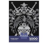 Jigsaw Puzzles for Teenagers 1000 Pieces Medieval Raven Skull Crest - Gothic Raven Jigsaw for Adults Relaxing Games Home Decoration Unique Gifts for Birthday And Christmas 38x26cm/1000pcs
