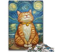 Jigsaw Puzzles for Teenagers 1000 Pieces Meditating Cat Help The Brain Exercise Addictive Toys to Cultivate Patience Perfect Decoration 26x38cm