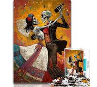 Jigsaw Puzzles for Teenagers 1000 Pieces Mexican Skeleton Dance,Stress Reliever Staycation Kill Time Enhance Love between Couples (38x26cm)