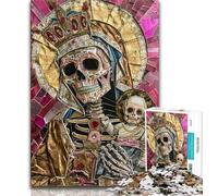 Jigsaw Puzzles for Teenagers 1000 Pieces Mexican Style Golden Skull,Toys Educational Games Stress Relieving Parent-child Interaction 38x26cm