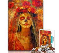 Jigsaw Puzzles for Teenagers 1000 Pieces Mexican Style Skull,Educational Games Home Decoration Birthday Present,Gifts,Wall Art (38x26cm)