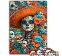 Jigsaw Puzzles for Teenagers 1000 Pieces Mexican Style Skull for Age 14 Years And over Beautiful Design GameBeautiful Design Game Great Gift 26x38cm