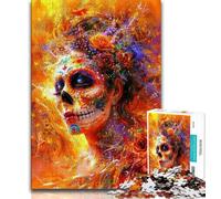 Jigsaw Puzzles for Teenagers 1000 Pieces Mexican Style Skull,Stress Reliever Staycation Kill Time Enhance Love between Couples (75x50cm)
