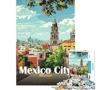Jigsaw Puzzles for Teenagers 1000 Pieces Mexico City Skyline Jigsaws for Adults Family Game Enhance Memory for Is Ideal As A Gifts (Size 38x52cm)