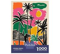Jigsaw Puzzles for Teenagers 1000 Pieces Miami Palm Trees Colorful Art Puzzles for Adults Hands-on Game Improve Memory Parent-child Interaction 52x38cm/1000pcs