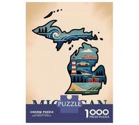 Jigsaw Puzzles for Teenagers 1000 Pieces Michigan The Great Lakes State Illustration Puzzles for Adults Hands-on Game Improve Memory Parent-child Interaction 38x26cm/1000pcs