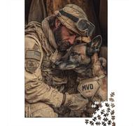 Jigsaw Puzzles for Teenagers 1000 Pieces Military Dog Handler Puzzle for Adults Relaxing Games Home Decoration for Is Ideal As A Gift 52x38cm/1000pcs