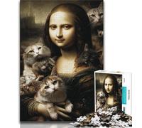 Jigsaw Puzzles for Teenagers 1000 Pieces Mona Lisa And Cat,Family Activity Fun at Home Activities,Birthday Present,Travel Gifts (75x50cm)